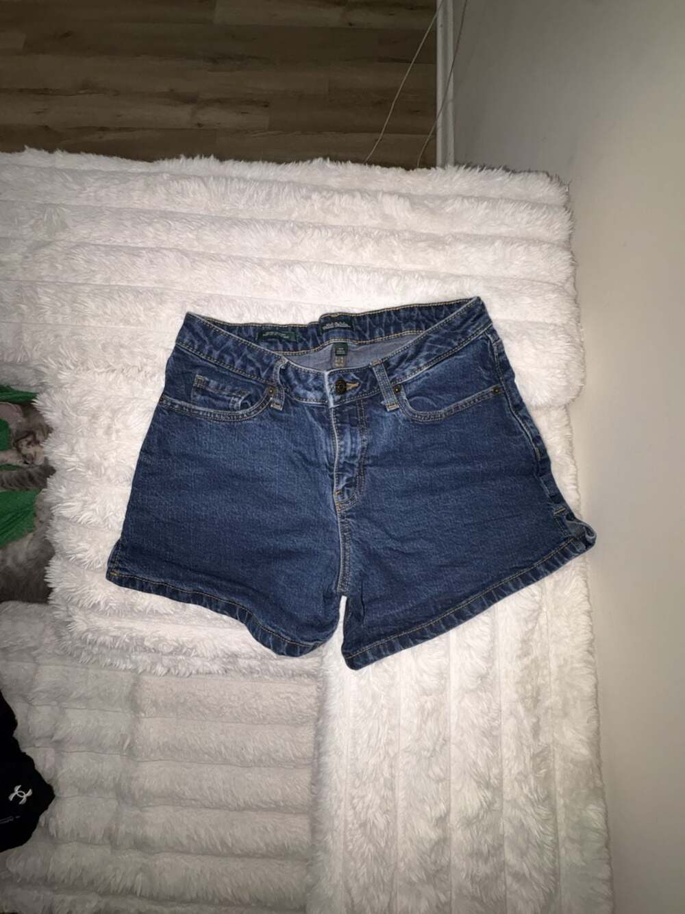 Wild Fable High Rise Bermuda Shorts Distressed Denim Green Yellow 6